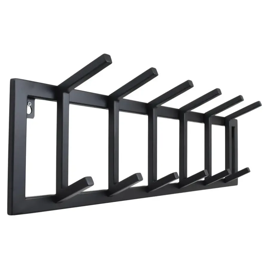 Loft24 LOFT42 Kapstok Jaimy Single - Zwart – Metaal – 6 dubbele haken - 80x24x12