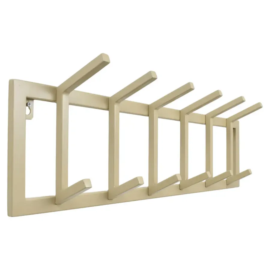 Kapstokken-Loft24 LOFT42 Kapstok Jaimy Single - Beige – Metaal – 6 dubbele haken - 80x24x12