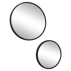 Loft24 LOFT42 Mirror Spiegels Rond Zwart Set van 2 - Metaal - Ø45 & Ø35