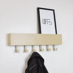 Loft24 LOFT42 Mula Wandkapstok - 61x19x6 - Beige - Metaal - 6 haken