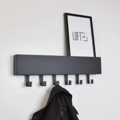 Kapstokken-Loft24 LOFT42 Mula Wandkapstok - 61x19x6 - Zwart metaal - 6 haken