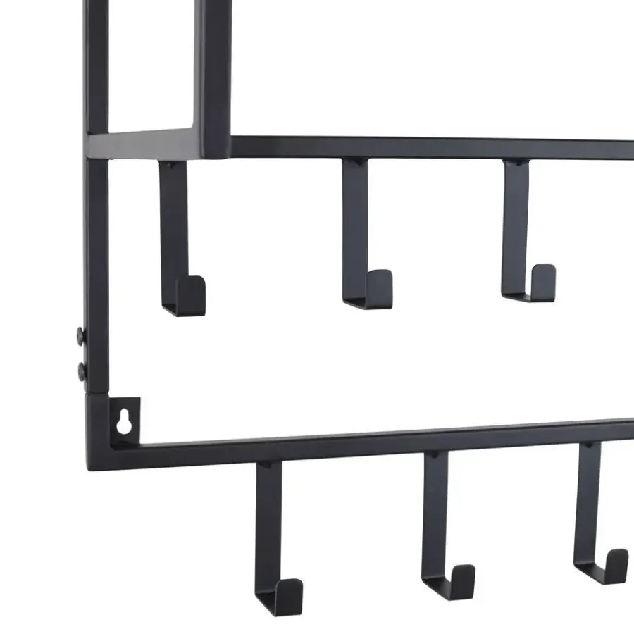 Kapstokken-Loft24 LOFT42 Petri Kapstok - 15 haken - Metaal - Zwart - 100x57x30