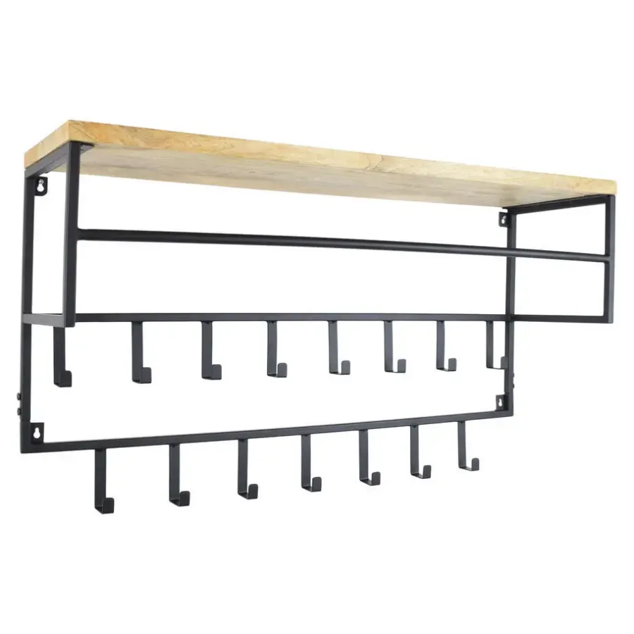 Kapstokken-Loft24 LOFT42 Petri Kapstok - 15 haken - Metaal - Zwart - 100x57x30