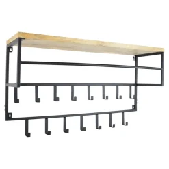 Kapstokken-Loft24 LOFT42 Petri XL Kapstok - 15 haken - Metaal - Zwart - 100x105x30