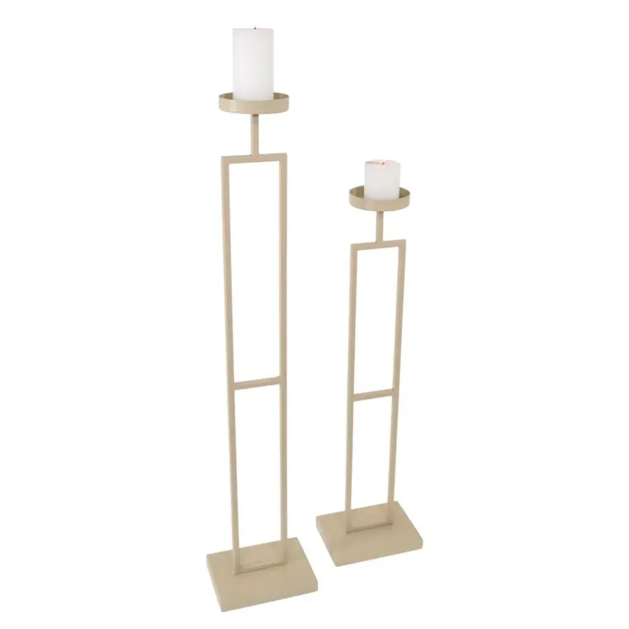 Kandelaars En Windlichten-Loft24 LOFT42 Vloerkandelaar Set Flame - Beige metaal