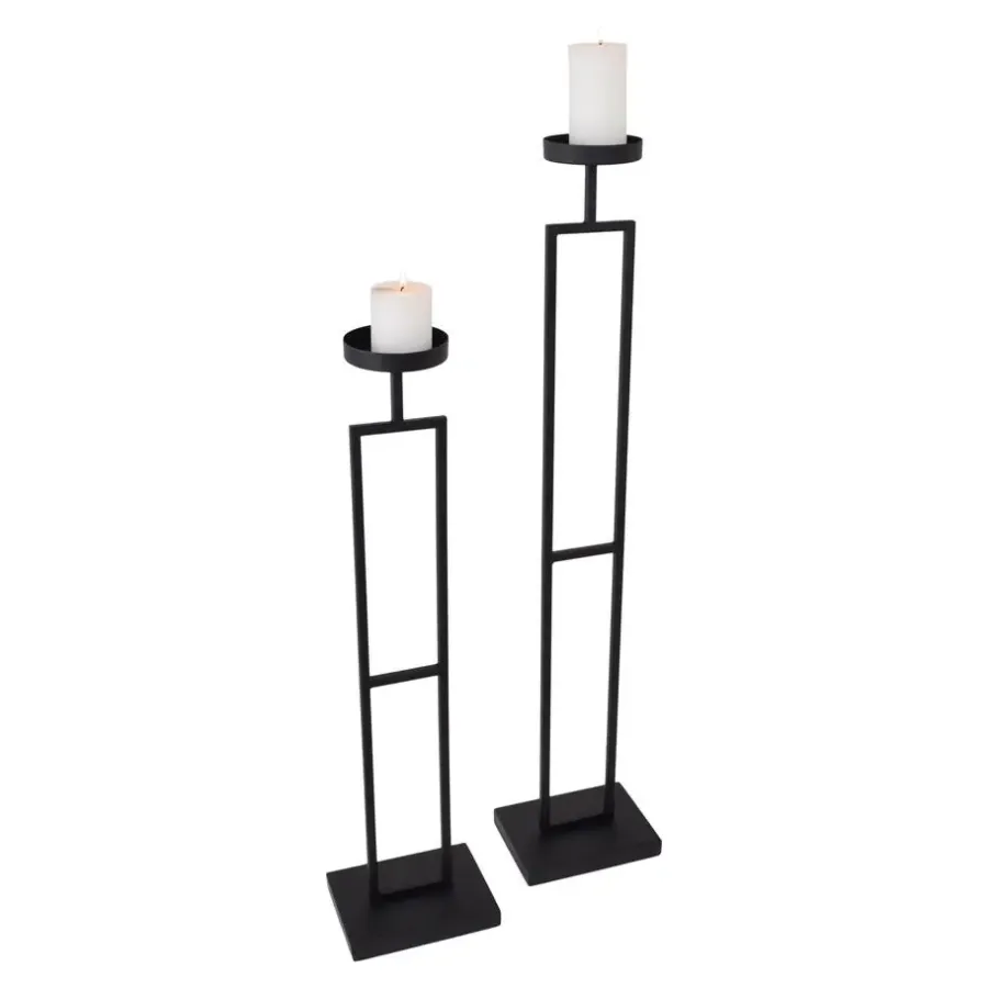 Kandelaars En Windlichten-Loft24 LOFT42 Vloerkandelaar Set Flame - Zwart metaal