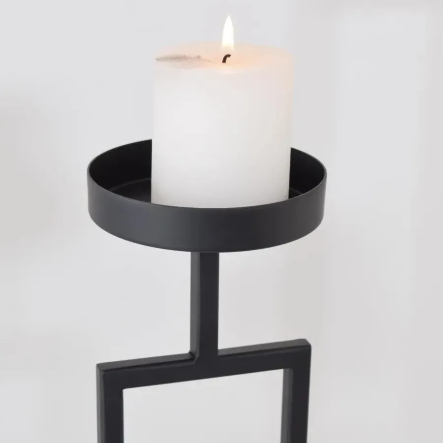 Kandelaars En Windlichten-Loft24 LOFT42 Vloerkandelaar Set Flame - Zwart metaal