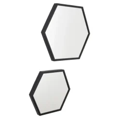 Loft24 LOFT42 Wandspiegel Zeshoek Small - Zwart - 36x32