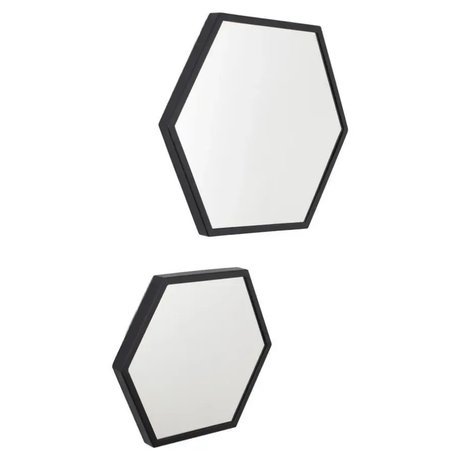 Loft24 LOFT42 Wandspiegel Zeshoek Small - Zwart - 36x32