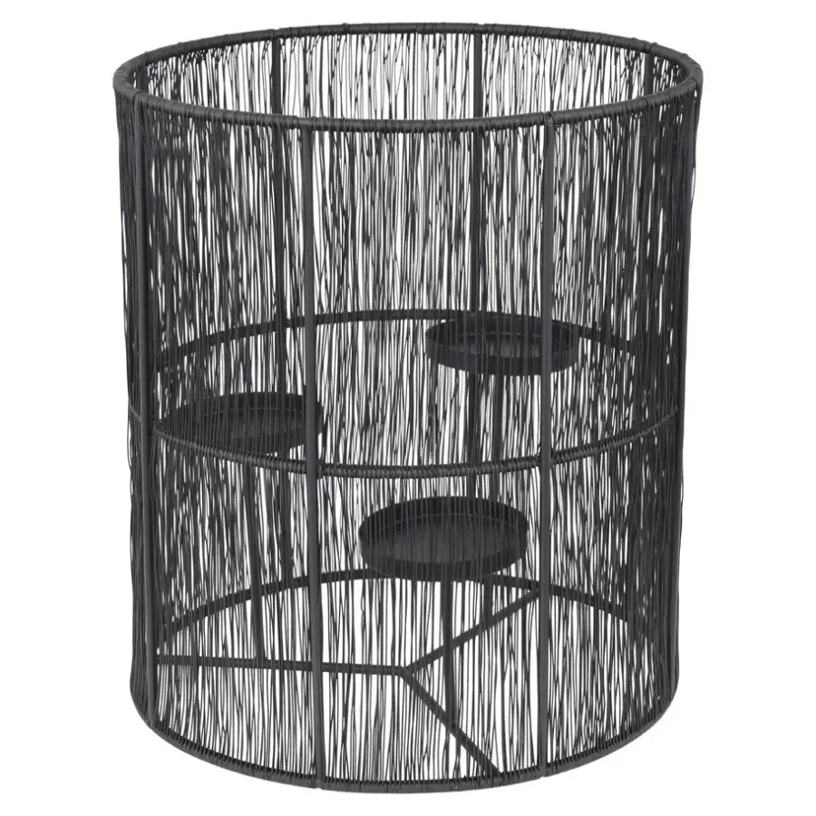 Kandelaars En Windlichten-Loft24 LOFT42 Wira kandelaar met 3 schotels - Metaal - Zwart - Ø28x32