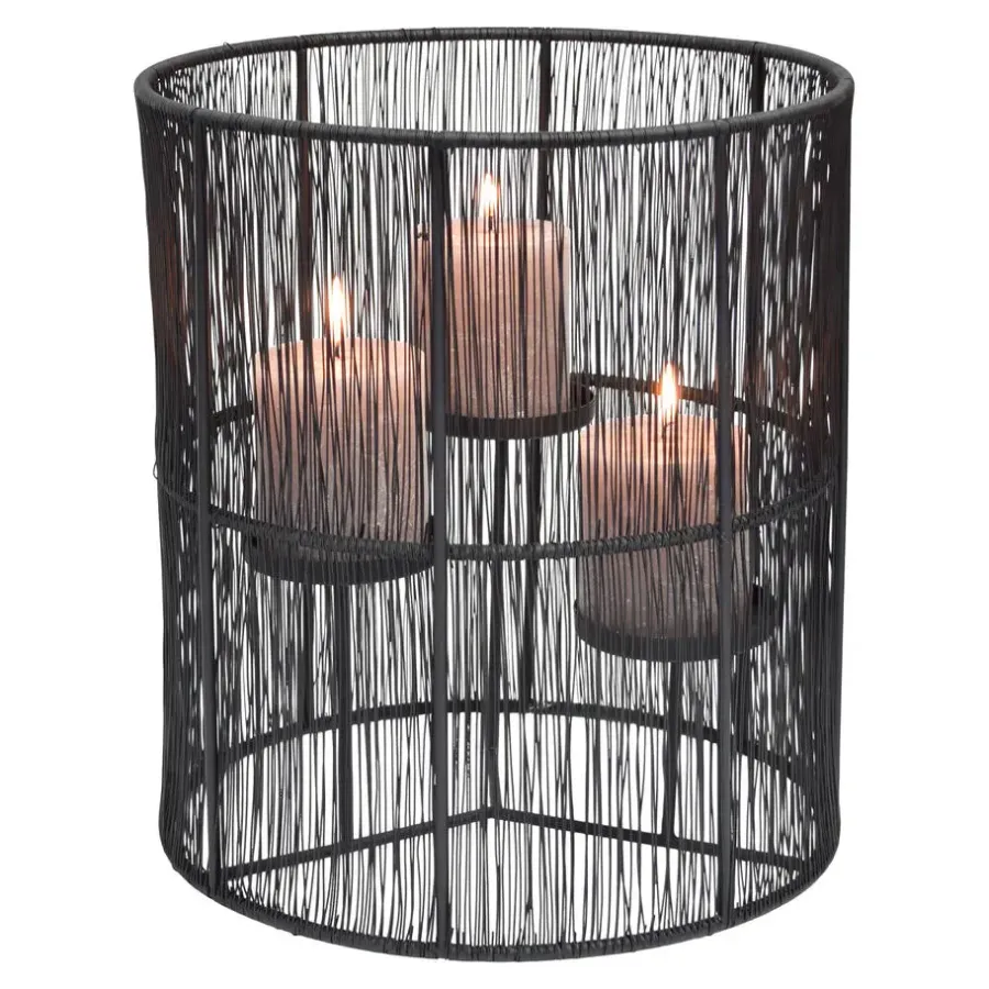 Kandelaars En Windlichten-Loft24 LOFT42 Wira kandelaar met 3 schotels - Metaal - Zwart - Ø28x32