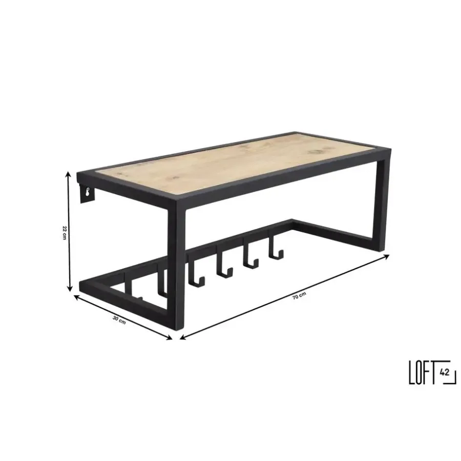 Loft24 LOFT42 Woody Kapstok - Zwart – Mangohout – Metaal