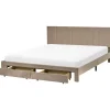 Leen Bakker LONZAC - Bed met opbergruimte - Taupe - 180 x 200 cm - Fluweel