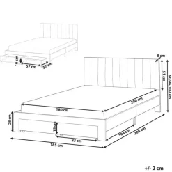 Leen Bakker LONZAC - Bed met opbergruimte - Taupe - 180 x 200 cm - Fluweel