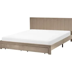 Leen Bakker LONZAC - Bed met opbergruimte - Taupe - 180 x 200 cm - Fluweel