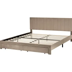 Leen Bakker LONZAC - Bed met opbergruimte - Taupe - 180 x 200 cm - Fluweel
