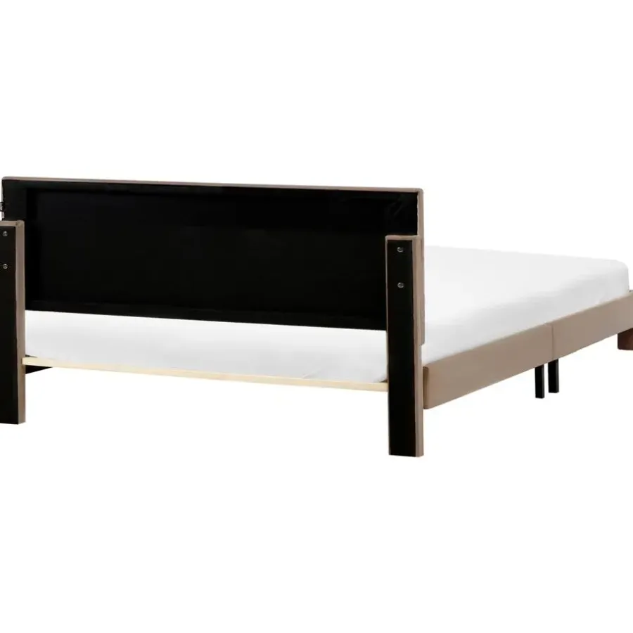 Leen Bakker LONZAC - Bed met opbergruimte - Taupe - 180 x 200 cm - Fluweel