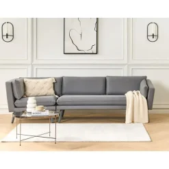Beliani LORETELLO - Loungebank 3-zits - Grijs - Links - Polyester