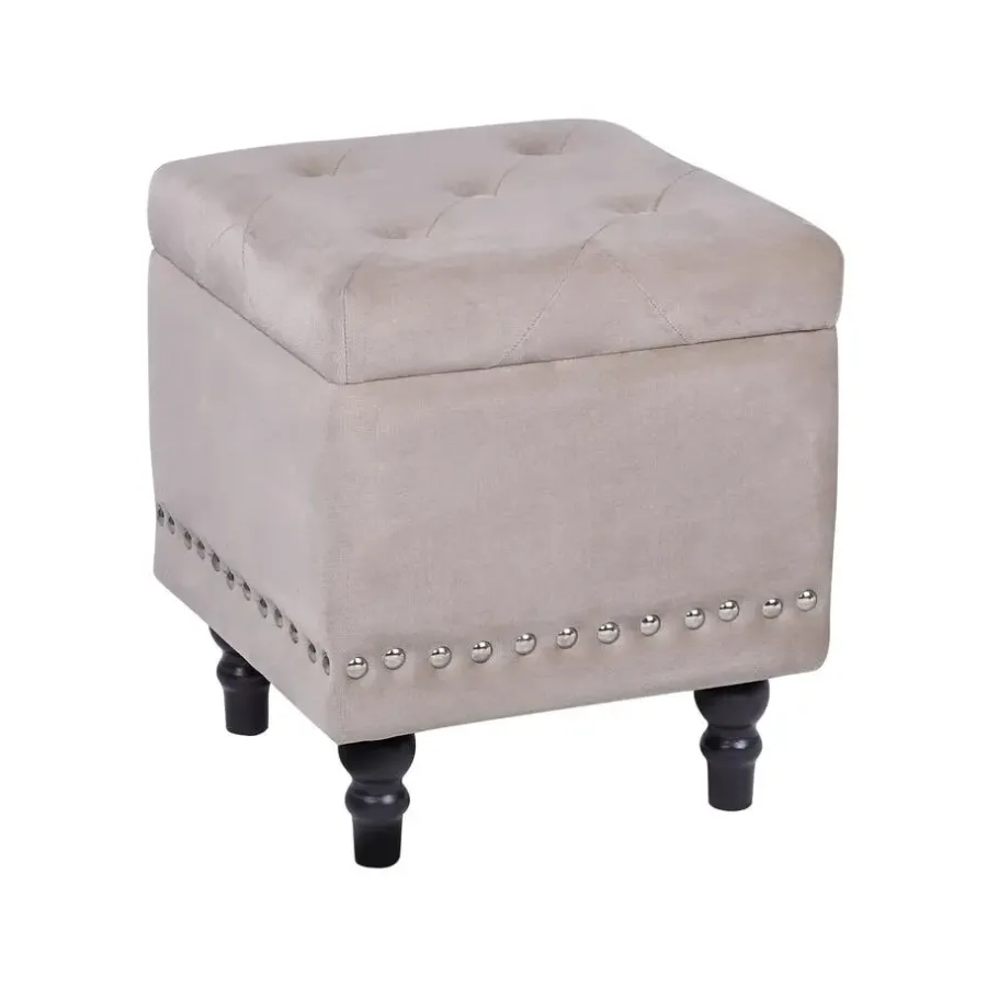 Beliani LORETTO - Poef - Beige - 37 cm - Fluweel