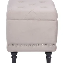 Beliani LORETTO - Poef - Beige - 37 cm - Fluweel