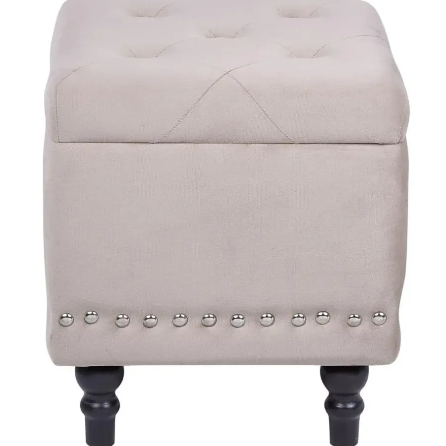 Beliani LORETTO - Poef - Beige - 37 cm - Fluweel