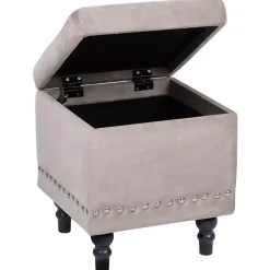 Beliani LORETTO - Poef - Beige - 37 cm - Fluweel