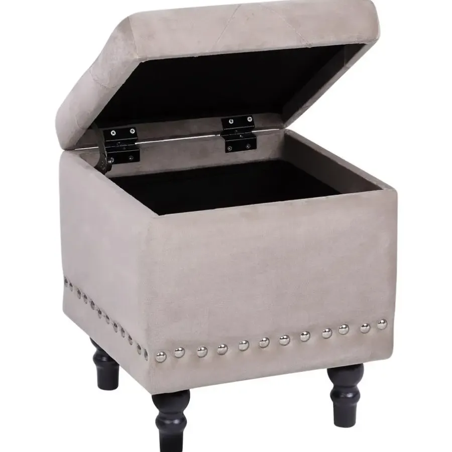 Beliani LORETTO - Poef - Beige - 37 cm - Fluweel