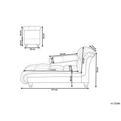 Beliani LORMONT - Chaise longue - Grijs - Rechterzijde - Fluweel