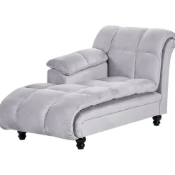 Beliani LORMONT - Chaise longue - Grijs - Rechterzijde - Fluweel