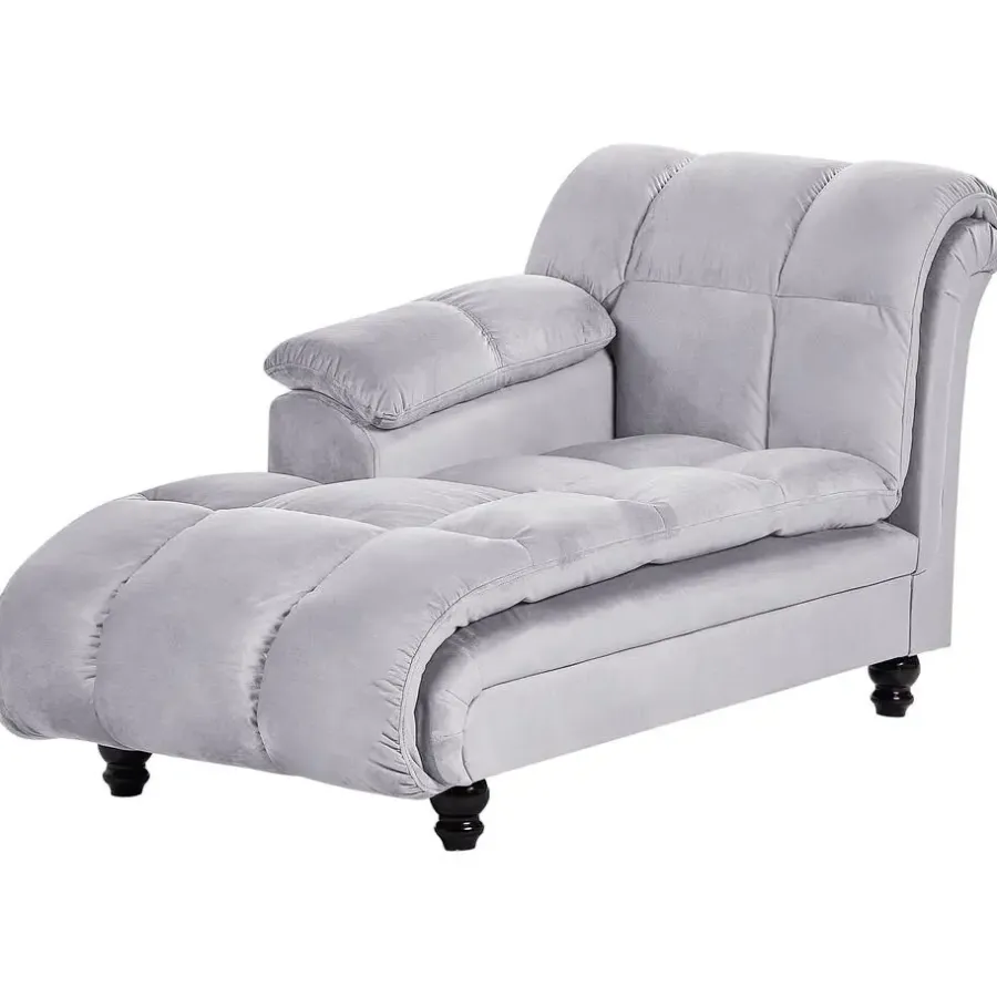 Beliani LORMONT - Chaise longue - Grijs - Rechterzijde - Fluweel