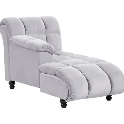 Beliani LORMONT - Chaise longue - Grijs - Rechterzijde - Fluweel
