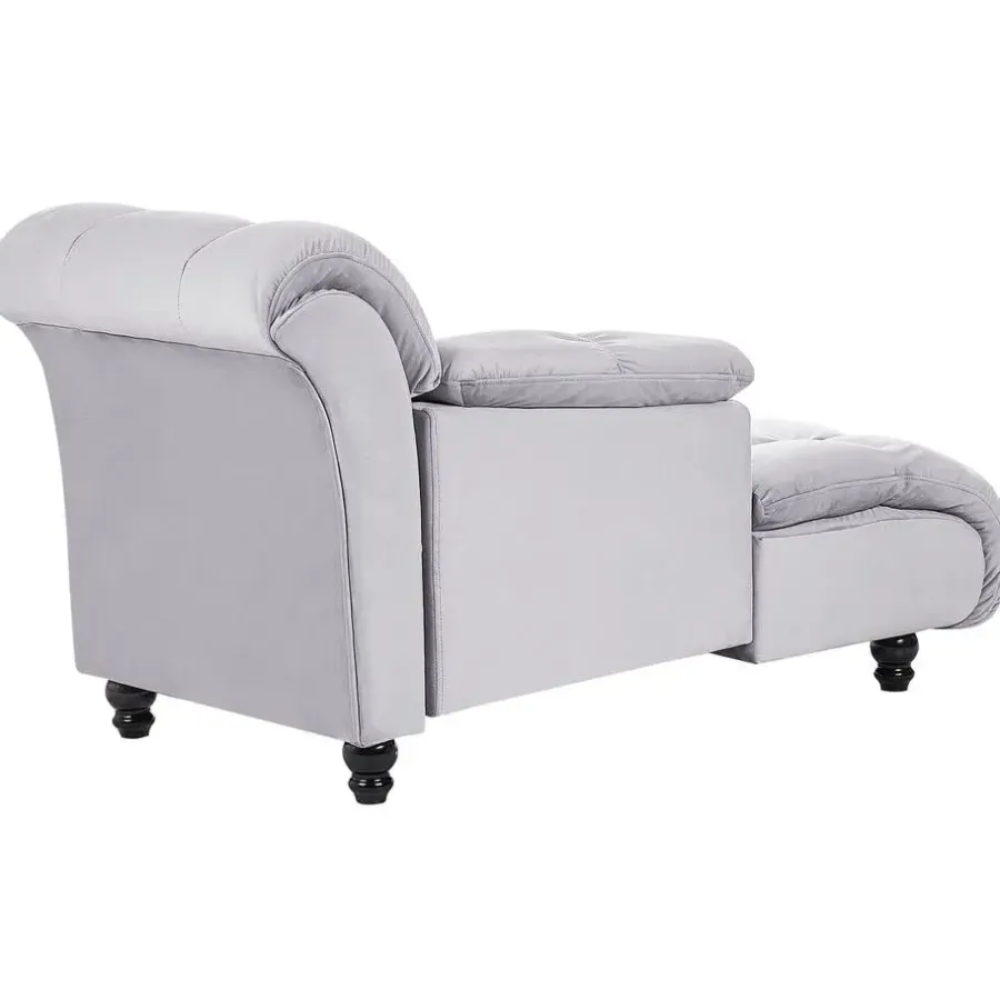 Beliani LORMONT - Chaise longue - Grijs - Rechterzijde - Fluweel