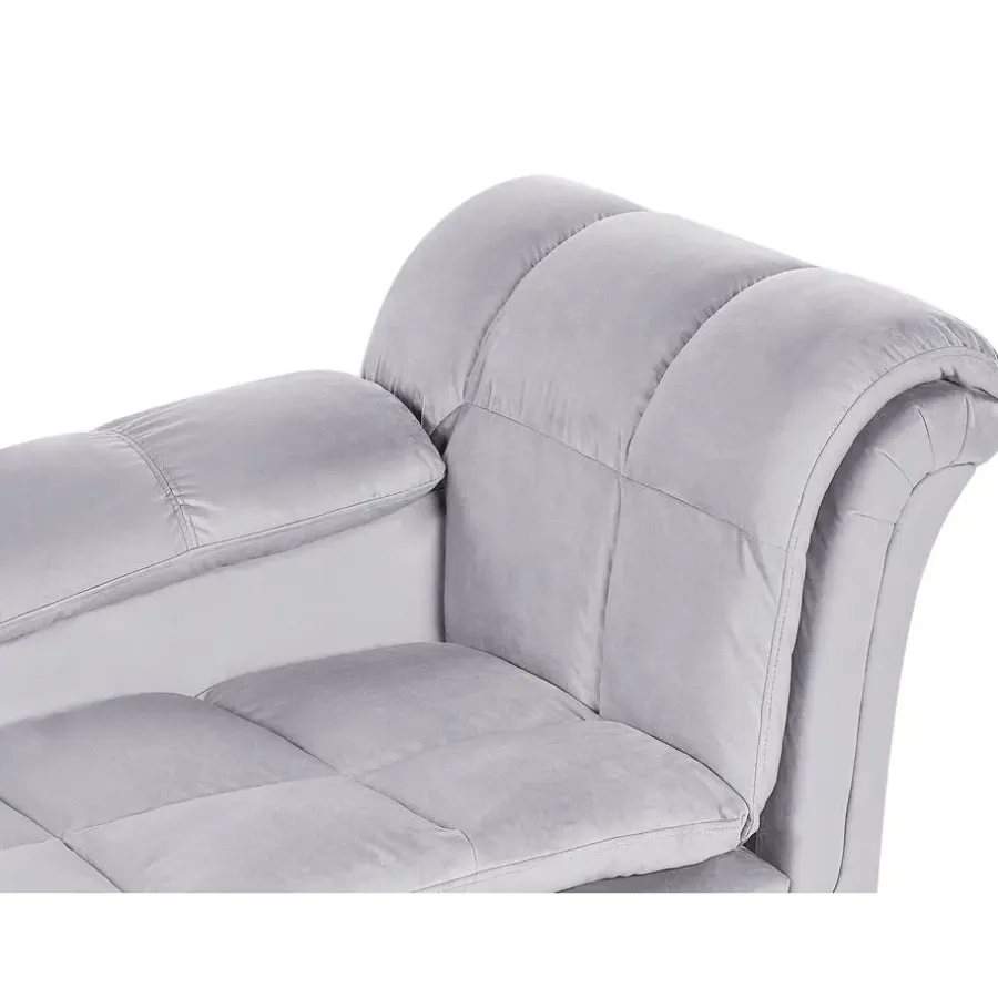 Beliani LORMONT - Chaise longue - Grijs - Rechterzijde - Fluweel