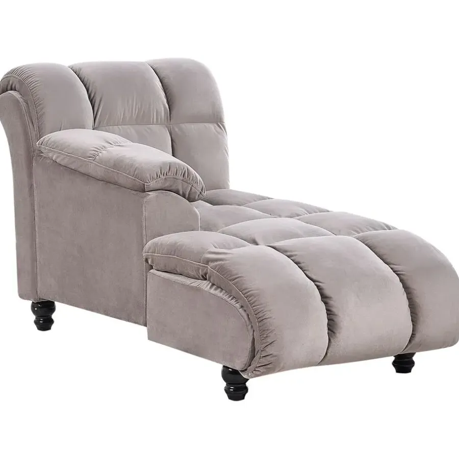 Beliani LORMONT - Chaise longue - Taupe - Rechterzijde - Fluweel