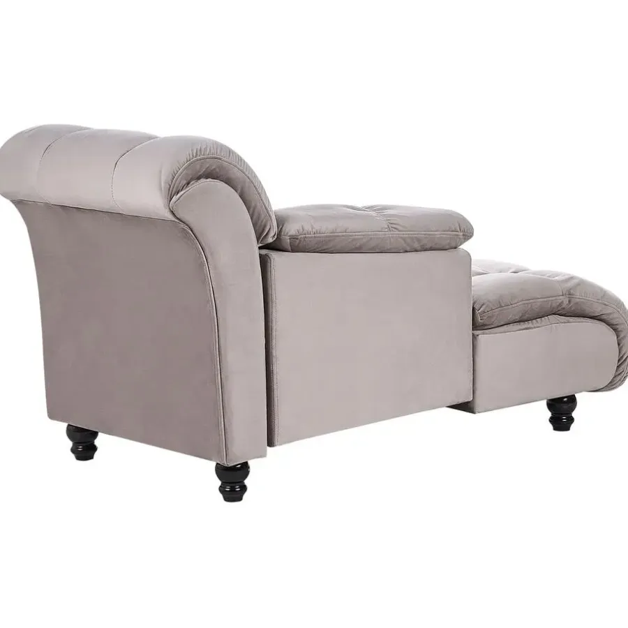 Beliani LORMONT - Chaise longue - Taupe - Rechterzijde - Fluweel