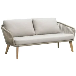 Leen Bakker Loungebank Nant - wicker/acacia taupe - 87x170x67 cm - incl. kussens