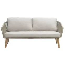 Leen Bakker Loungebank Nant - wicker/acacia taupe - 87x170x67 cm - incl. kussens