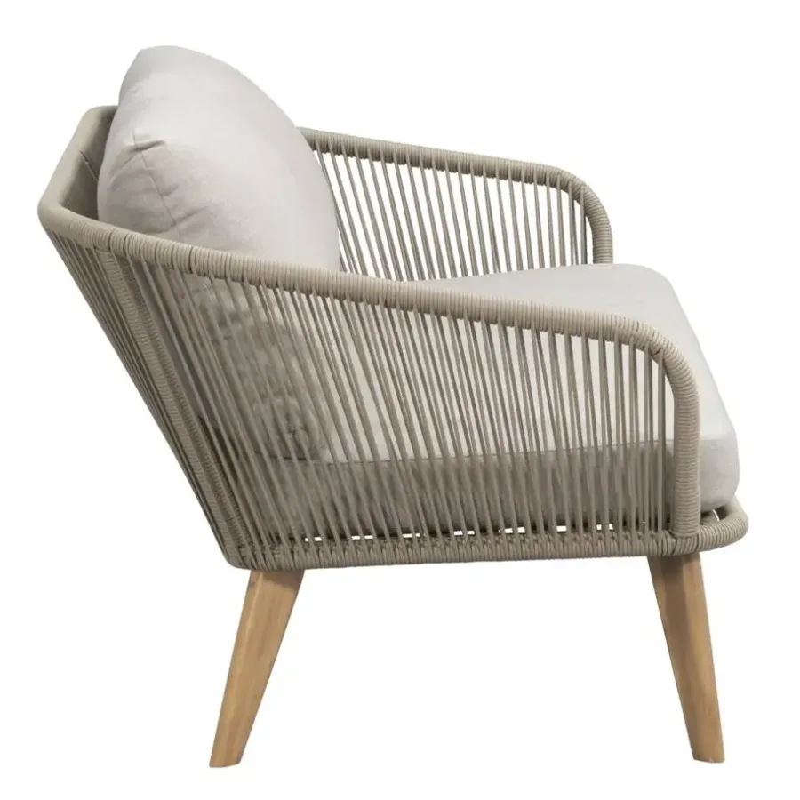Leen Bakker Loungebank Nant - wicker/acacia taupe - 87x170x67 cm - incl. kussens