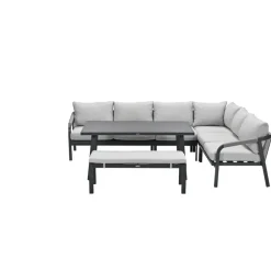 Garden Impressions Lounge-diningset Monti - zwart - 7-persoons - aluminium