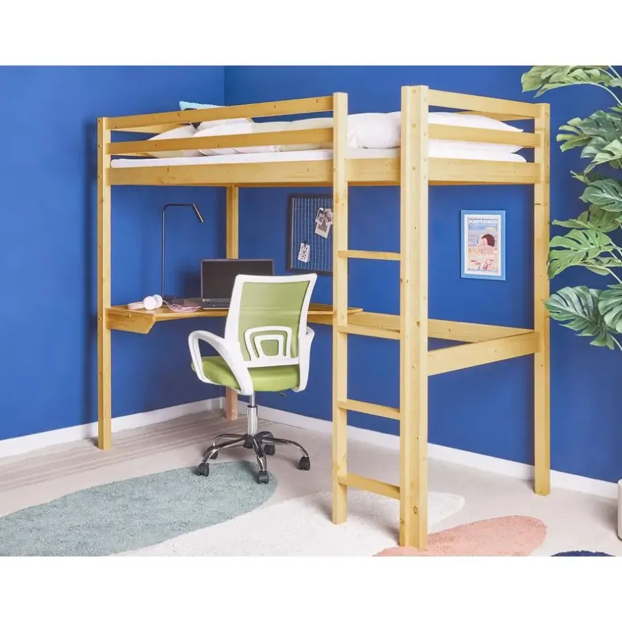 1-Persoons Bedden-Beliani LOURY - Kinderbed - Lichtbruin - 90 x 200 cm - Dennenhout