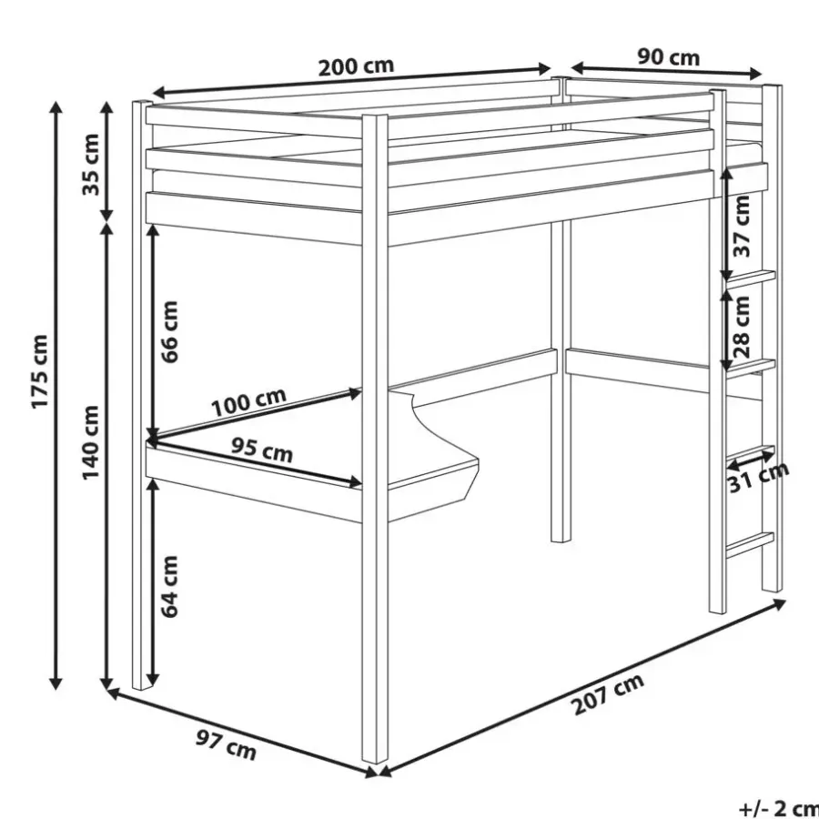 1-Persoons Bedden-Beliani LOURY - Kinderbed - Lichtbruin - 90 x 200 cm - Dennenhout