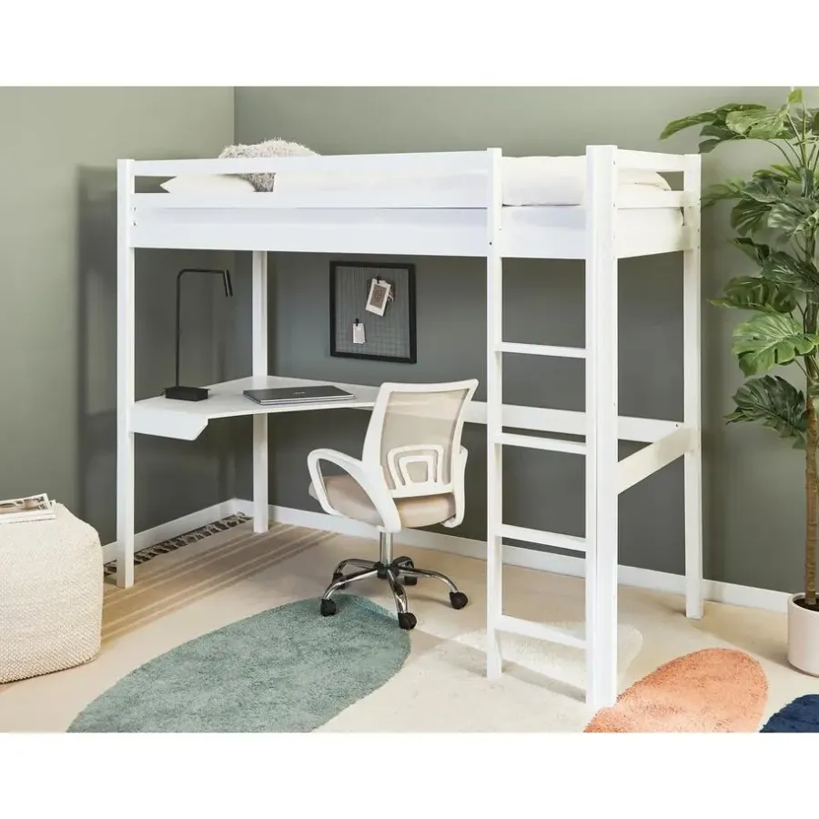 1-Persoons Bedden-Beliani LOURY - Kinderbed - Wit - 90 x 200 cm - Dennenhout