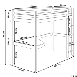 1-Persoons Bedden-Beliani LOURY - Kinderbed - Wit - 90 x 200 cm - Dennenhout