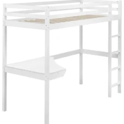 1-Persoons Bedden-Beliani LOURY - Kinderbed - Wit - 90 x 200 cm - Dennenhout