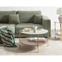 Leen Bakker LOVELL - Salontafel - Donkerbruin/Goud - Hout