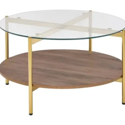 Leen Bakker LOVELL - Salontafel - Donkerbruin/Goud - Hout