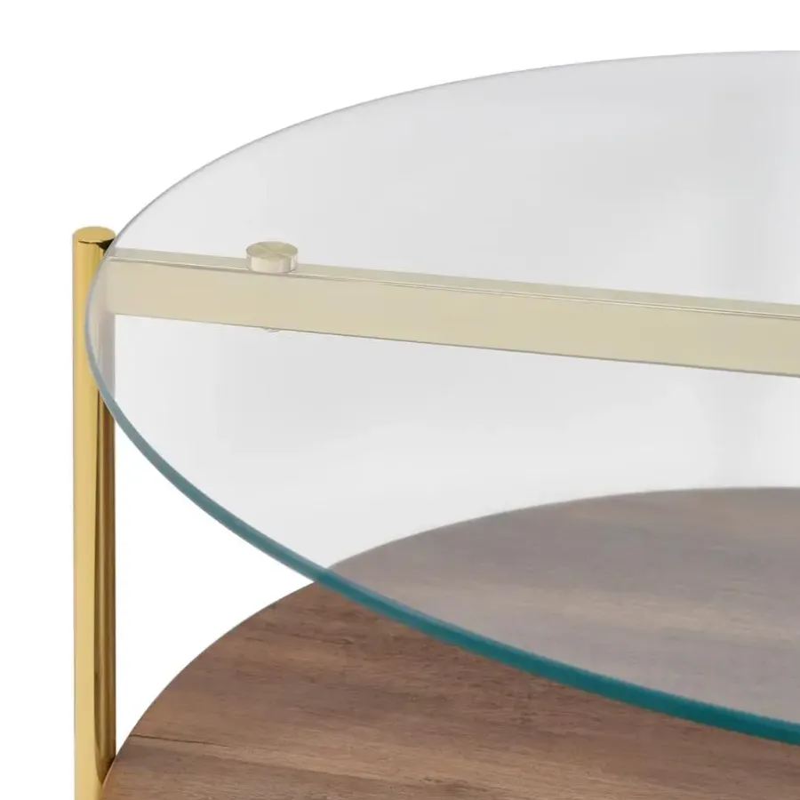 Leen Bakker LOVELL - Salontafel - Donkerbruin/Goud - Hout