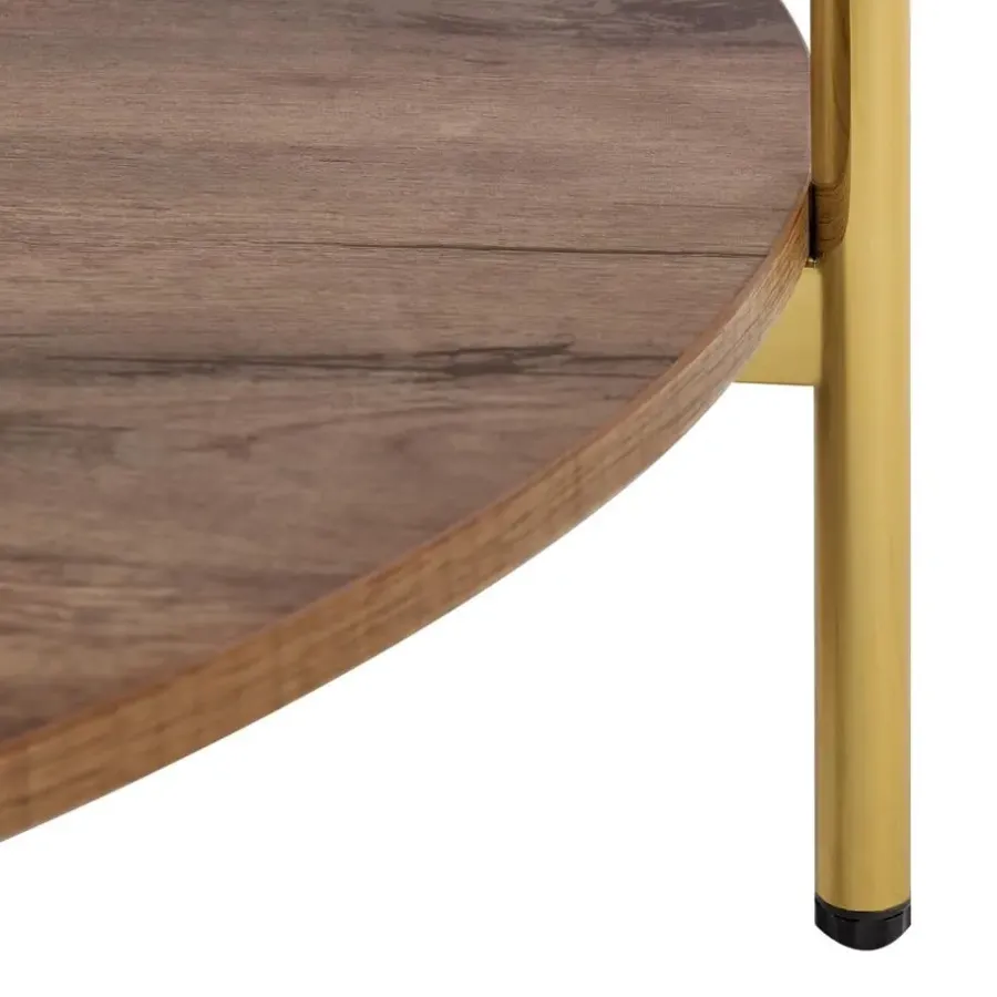 Leen Bakker LOVELL - Salontafel - Donkerbruin/Goud - Hout
