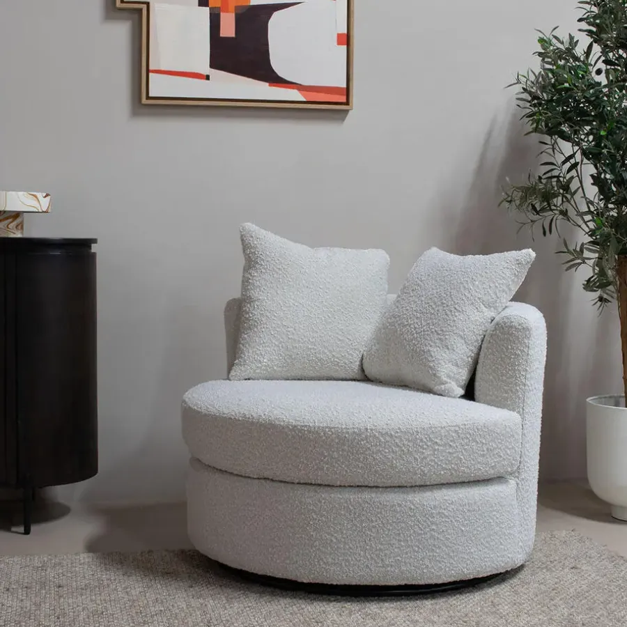 Giga Meubel Loveseat Rond - Beige - Stof - 94x88x84cm - Thony