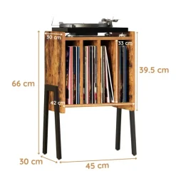 Bijzettafels-Merkloos LP Opbergsysteem - Platenrek - LP Houder - Vinyl Houder - MDF - Bruin Vintage